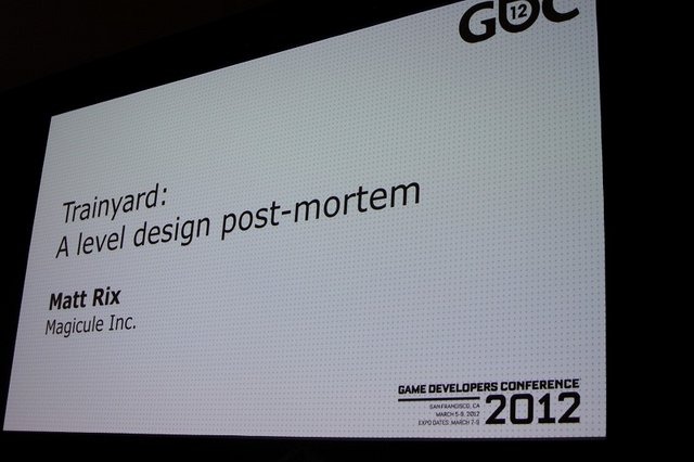 GDC最終日の最後のコマではiPhoneの人気ゲーム『Trainyard』と『Cut tthe Rope』のゲームデザインポストモーテムが行われました。まずはMagiculeのMatt Rix氏による『Trainyard』の講演から紹介します。