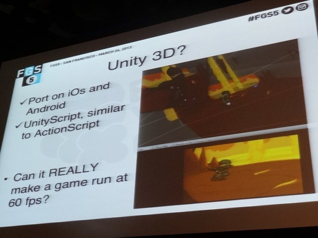 Berzerk Studioの共同創業者であるSmon Lachance氏は「Flash Gaming Summit 5」で講演し、同社が取り組んできたFlashからゲームエンジン「Unity 3D」を介したスマートフォンへの移植手法について語りました。