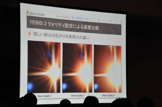 ポストプロセスに特化したミドルウェアとしてゲーム開発者の間で認知されるYEBIS 2のシリコンスタジオがGTMF大阪の壇上に立ちました。ポストプロセスとは、レンダリング出力された映像にエフェクトをほどこす処理のこと。代表的な例では、モーションブラーやレンズエフ