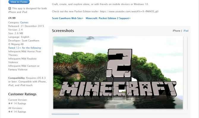App Storeに『Minecraft』続編を名乗る偽アプリが出現・・・現在は削除済み