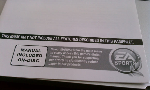 世界最大のゲームパブリッシャー、エレクトロニック・アーツは一部タイトルで紙のマニュアルの廃止をはじめています。