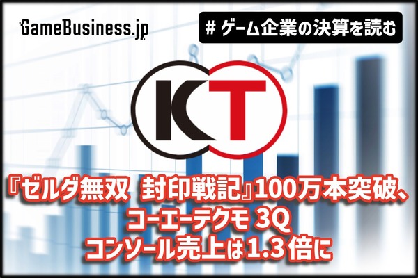 ゼルダ無双 封印戦記』100万本突破、コーエーテクモ3Qコンソール売上は