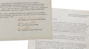 アップルの設立契約書類が競売へ。ジョブズ、ウォズ、ウェインの創業者3名の署名入り 画像