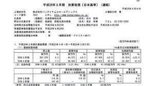 バンダイナムコホールディングス平成26年3月期決算を発表 ― コンテンツ事業が好調に推移し純利益250億5400万円に 画像