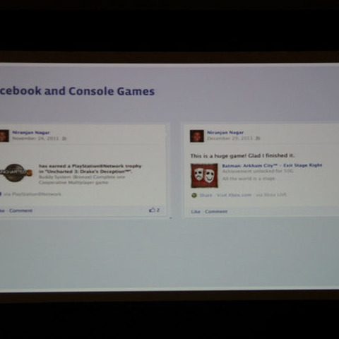 【GDC2012】マイクロソフトとソニーが提供するゲーム機とFacebookの連携 画像