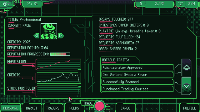 宇宙臓器売買ストラテジー『Space Warlord Organ Trading Simulator』―他のシミュレーションゲームを楽しめないような人に遊んでもらいたい【開発者インタビュー】