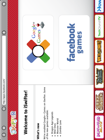 FacebookやGoogle+で提供されているゲームをiPadで利用するためのアプリ『iSwifter』が注目されています。