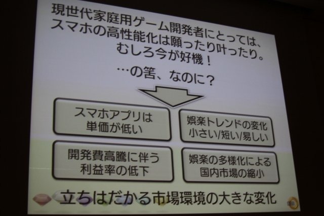 セガの長原俊之氏は「多様化の時代の家庭用ゲーム開発」として、家庭用ゲーム機とiOSとしてWindows Phoneのダウンロード配信タイトルとして開発した『ソニック・ザ・ヘッジホッグ4 エピソードI』の手法について語りました。