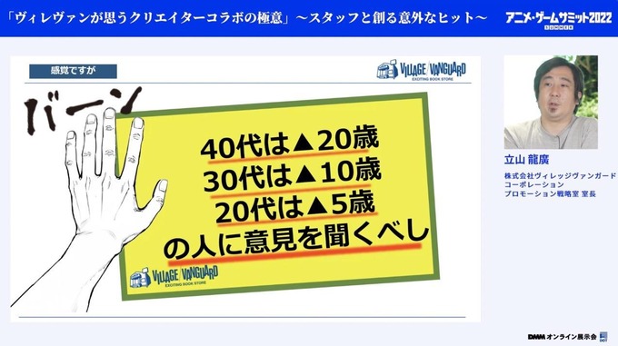 ヴィレヴァンが思うコラボ展開のキモ―年間200件以上の事例から見出した極意とは【アニメ・ゲームサミット 2022 Summer】