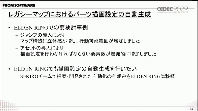 『ELDEN RING』開発は自動化と効率化を追求―過去作と比較して語る開発の変化【CEDEC 2022】