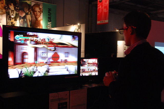 デジタルコンテンツエキスポ2009の「国際3D Fair」では、立体視によるゲームも出展されていました。