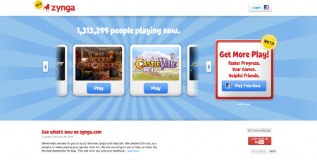 米大手ソーシャルゲームディベロッパー  ジンガ  が、同社独自のソーシャルゲームプラットフォーム「  Zynga.com  」のβ版をオープンした。