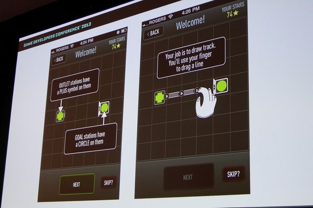 GDC最終日の最後のコマではiPhoneの人気ゲーム『Trainyard』と『Cut tthe Rope』のゲームデザインポストモーテムが行われました。まずはMagiculeのMatt Rix氏による『Trainyard』の講演から紹介します。