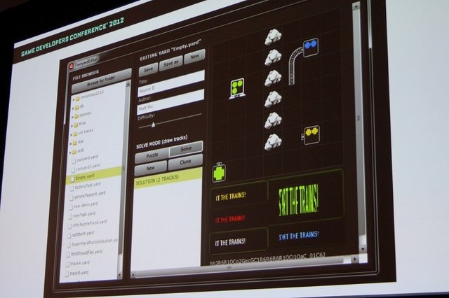 GDC最終日の最後のコマではiPhoneの人気ゲーム『Trainyard』と『Cut tthe Rope』のゲームデザインポストモーテムが行われました。まずはMagiculeのMatt Rix氏による『Trainyard』の講演から紹介します。