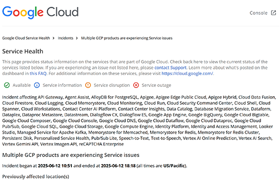 原因はヌルポ。Google Cloudの大規模障害、原因は管理システムのヌルポインタ参照