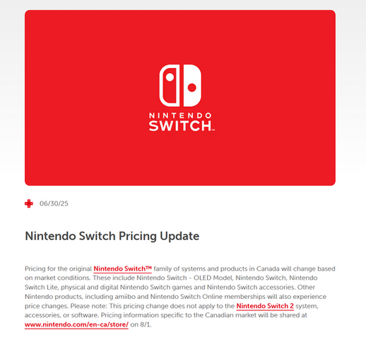 カナダ地域での「Nintendo Switch Online」改定後価格が判明。個人向けプランで20％、ファミリー向けプランは10％ほどの値上げか