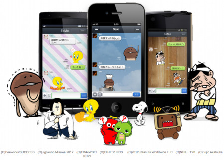 NHN Japan株式会社  が、同社が運営するスマートフォン向け無料通話・メールアプリ『  LINE  』にて、アドオン（アプリ内課金）で様々なキャラクターの「スタンプ」が購入できる「スタンプ・ショップ」を公開した。合わせて動画・音声メッセージの送信機能も追加した