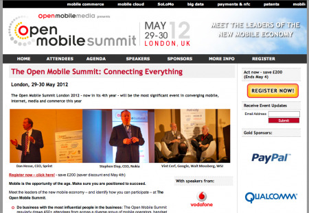 5月29日〜30日の2日間、イギリス・ロンドンのVictoria Park Plaza hotelにて「  Open Mobile Summit conference  」が開催される。