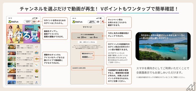 CCCMKら3社、Vポイントが貯まる無料動画配信「V FAST チャンネル」iOS版サービスを開始