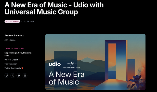 AI作曲のUdioとユニバーサル、訴訟から提携に大転換。アーティストは歌声や音楽スタイルを公式貸し出しへ（CloseBox）