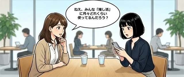 推し活の月平均支出額・afb調査【4コマ漫画で要点整理】