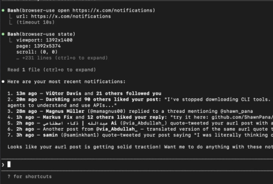 AIエージェントがコマンドラインでブラウザを自動操作。「Browser Use CLI 2.0」リリース。Chrome DevTools接続などで操作が倍速に