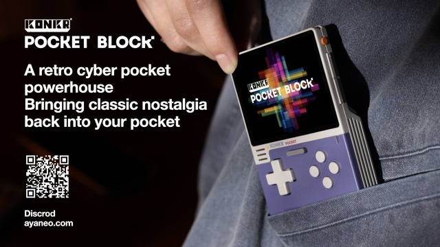 AYANEO傘下のKONKR、世界初のAIゲーミングハンドヘルド「Pocket BLOCK」を発表