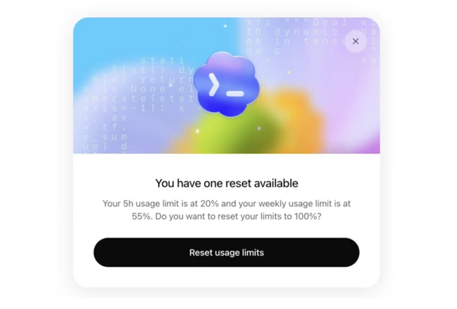 OpenAI、Codexのレート制限リセット権を貯めて後から使える新機能Banked Reset提供開始　友達紹介でリセットプレゼントも