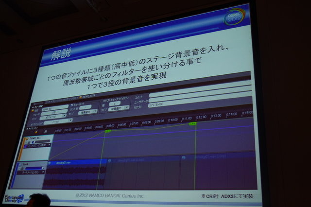 CEDEC2012、3日目に人気対戦格闘ゲーム『ソウルキャリバー』シリーズのサウンドディレクター2人により、格闘ゲームにおける「記号性と演出の両立」の為のインタラクティブサウンド演出についてのセッションが行われました。