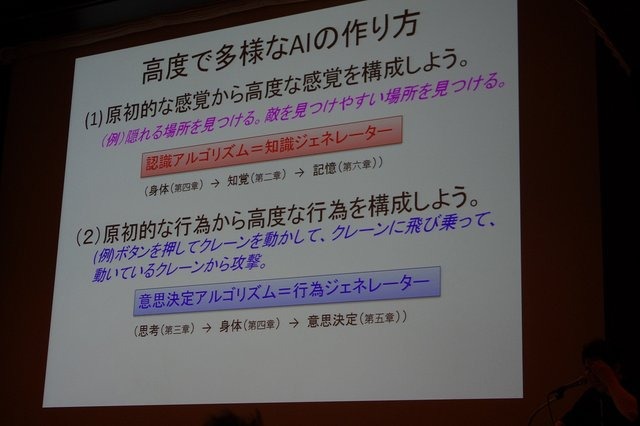 日本が後塵を拝しているこの分野で海外へ向けて盛り返すべく、次世代AIの構築に必要な理論や概念について、スクウェア・エニックスのリードAIサーチャーである三宅陽一郎氏が「次世代ゲームと人工知能」と題したセッションを行いました。