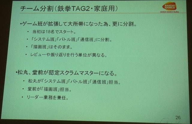 CEDEC2012最終日の8月22日には、株式会社バンダイナムコスタジオと株式会社ディンプスによる合同セッション「ストリートファイター×アジャイルで直接対決×鉄拳」が行われました。