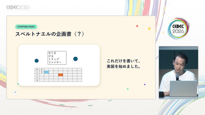 ゲームは「アイデア」だけで面白くなるわけがない。インディーゲーム『スペルトナエル』を開発したおまど氏が怒りを持って忠告するゲームを面白く仕上げるポイント【CEDEC2026】