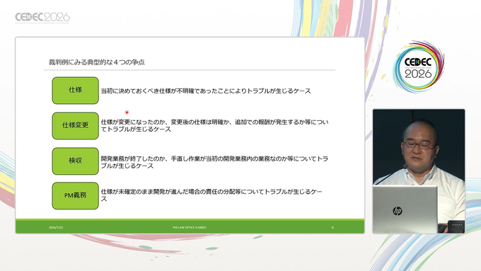 ゲーム開発でトラブルを未然に防ぐための契約の作り方。開発中の仕様変更問題や、外注先の生成AI利用など揉め事を起さないための方法を解説【CEDEC2026】