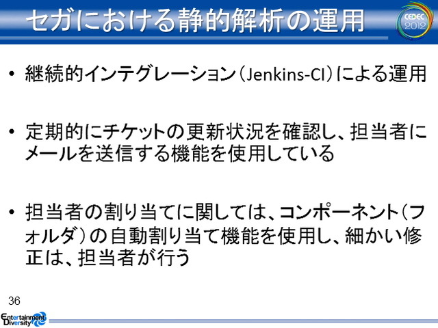 ゲーム開発の規模が拡大するに伴って、コードレビューやデバッグに費やすコストが飛躍的に増大しています。コベリティ日本支社が提供する「Coverity Static Analysis」はこうした問題を解決する静的解析ツールです。CEDEC 2012の2日目、同社の安竹由起夫氏とツールを実