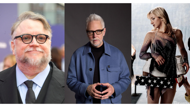 左から、ギレルモ・デル・トロ氏、ジェームズ・ガン氏、アンバー・グレン氏