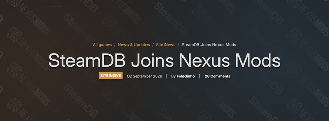 「SteamDB」をModサイト「Nexus Mods」が買収―Mod管理の改善に期待、サービスは無料のまま継続