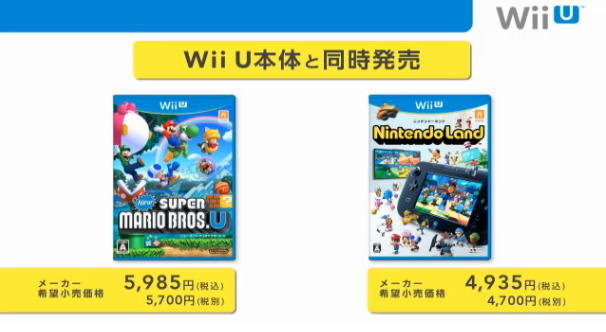 任天堂は13日16時より開催した「Wii U発売に関するプレゼンテーション」において、Wii Uの発売日を2012年12月8日(土)、価格をベーシックセット2万6250円(税込)、プレミアムセットを3万1500円(税込)とすると発表しました。