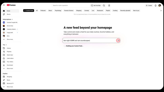 YouTube「カスタムフィード」を複数作成してタブ化、ホーム画面に保存する新機能を米国で導入へ