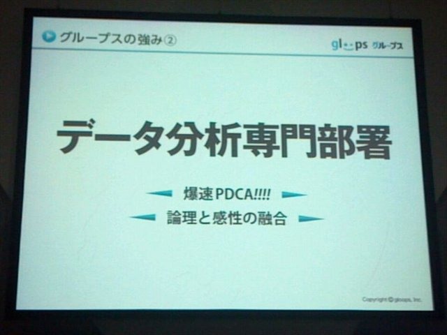 東京ゲームショウ2012、TGSフォーラムの一環として行われた「ソーシャルゲーム第2幕 〜新時代の展望〜」の3番目の発表者は株式会社gloopsの代表取締役社長、川方慎介氏です。