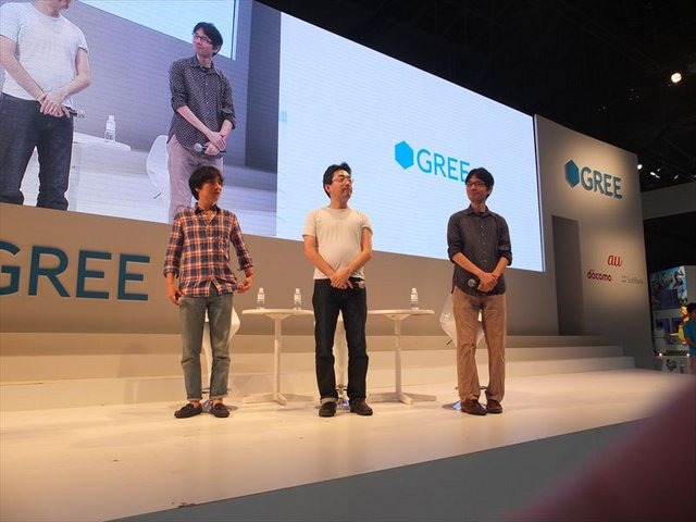 東京ゲームショウ2012、ビジネスデイのGREEブースではクリエイターやゲーム業界の識者を招き、ソーシャルゲームやスマートフォンゲームの展望を議論する「ビジネスゲームセッション」と題されたイベントが開催されました。