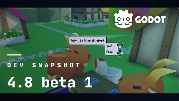 「Godot 4.8」ベータ1リリース―VRAM使用量削減やエディタ刷新など主要な改良点の総覧を公開