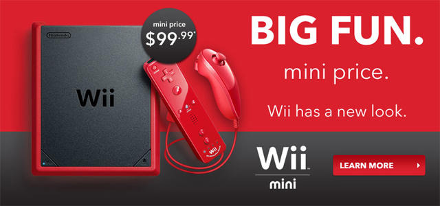 米国任天堂は、Wii本体をよりコンパクトにした「Wii mini」を2012年12月7日に発売すると発表しました。