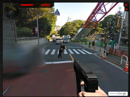 映画「バイオハザードV リトリビューション」（原題：Resident Evil: Retribution）の  本家公式サイト  にて、Google Mapsのストリートビュー機能のAPIを使用したDVD/Blu-ray販促用のゾンビシューティングゲームが公開されている。
