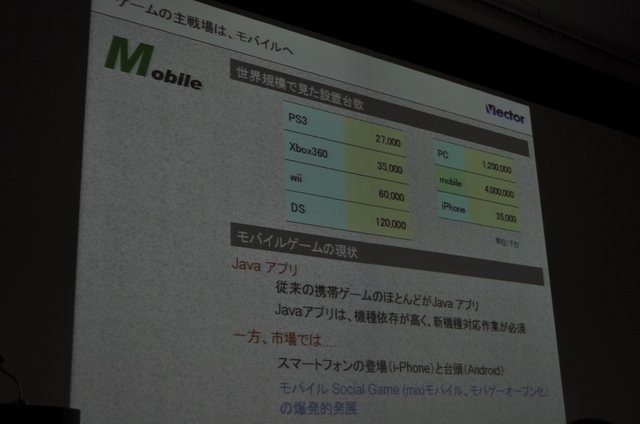 オンラインソフトのダウンロードサイトとして国内ナンバーワンの地位にある「ベクター」。しかし近年は、その事業に占める割合は低下し、代わってオンラインゲームメーカーとしての顔が急成長を遂げています。OGC 2010のビジネス&トレンドトラックにて同社の梶並伸博社