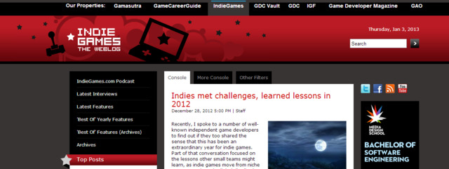 インディーゲーム激動の年と言ってよかった2012。本日は、indiegames.com の報じた”インディーゲーム開発者” として活動していく上で大切なことを 