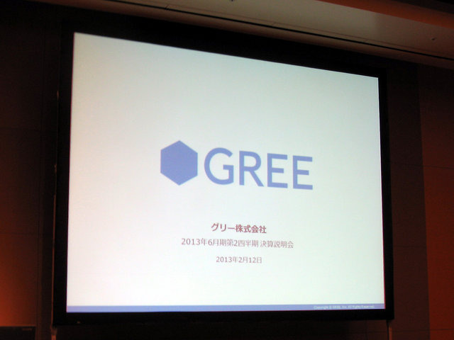 グリーは2月12日、2013年6月期第2四半期の決算報告を行いました。前年同期と比べて5.0％減としたものの、前四半期比4.0％増と、2四半期ぶりに前四半期比増収を達成しました。