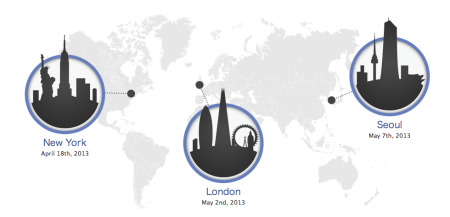 フェイスブックが、アメリカ・ニューヨーク、イギリス・ロンドン、韓国・ソウルの3都市にてモバイル関連の開発者向けのカンファレンスイベント「  Mobile DevCon 2013  」を開催すると発表した。
