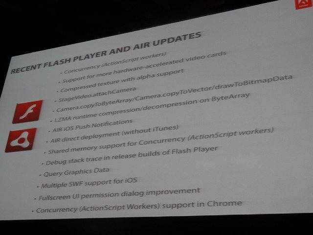 GDCの開幕前日、サンフランシスコ市内のJulian Morgan Ballroomにて開催された「Flash Gaming Summit 5」の最初のセッションでは、アドビのビル・ハワード氏(Group Product Manager Flash Technology)がFlashのゲーム向けの取り組みについて語りました。