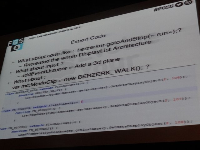 Berzerk Studioの共同創業者であるSmon Lachance氏は「Flash Gaming Summit 5」で講演し、同社が取り組んできたFlashからゲームエンジン「Unity 3D」を介したスマートフォンへの移植手法について語りました。