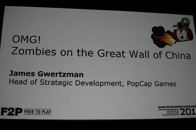 「5年前のGDCに参加したとき、誰も中国で成功する見込みがあるとは思っていなかった」エレクトロニック・アーツ傘下のPopCapで戦略開発を担当するJames Gwertzman氏は振り返りました。本講演では中国で大成功を収めたその『Plants vs. Zombies』の全容が語られました。